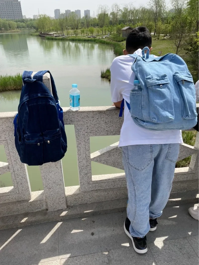 Large Capacity Backpack Fashionable and Breathable Denim Canvas Backpack Durable