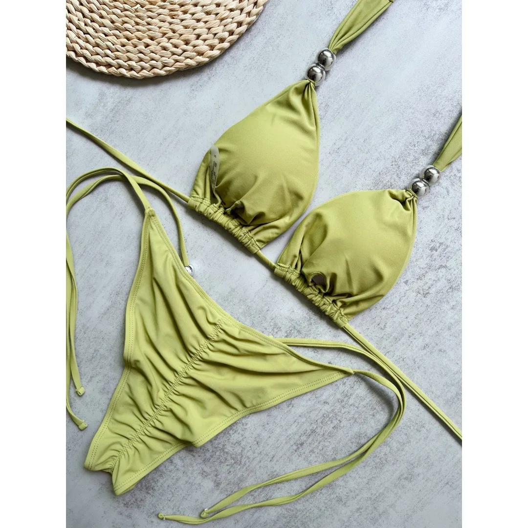 2026 Neuer Sexy Neckholder-Bikini Damen-Badeanzug Zweiteiliger Bikini-Set mit Hohem Beinausschnitt Badebekleidung V8496 – Detail 11