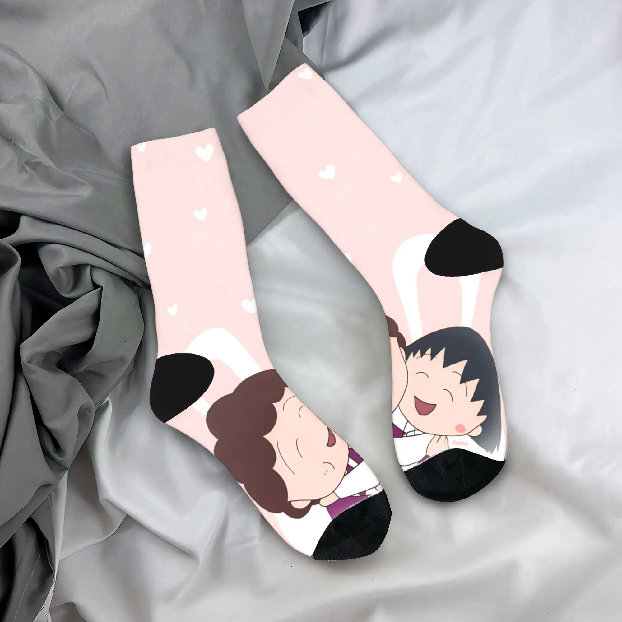 Chibi Maruko Chan Socks  Custom Stockings Non Skid Men Socks High Quality Spring Leisure Running Socks