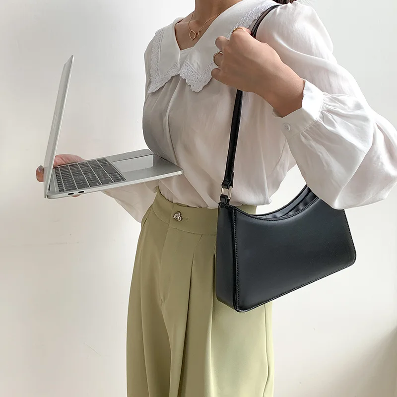 

Y2K Style PU Leather Small Underarm Bags For Women 2023 Winter Korean Fashion Zipper Design Shoulder Bag Handbags And Purse