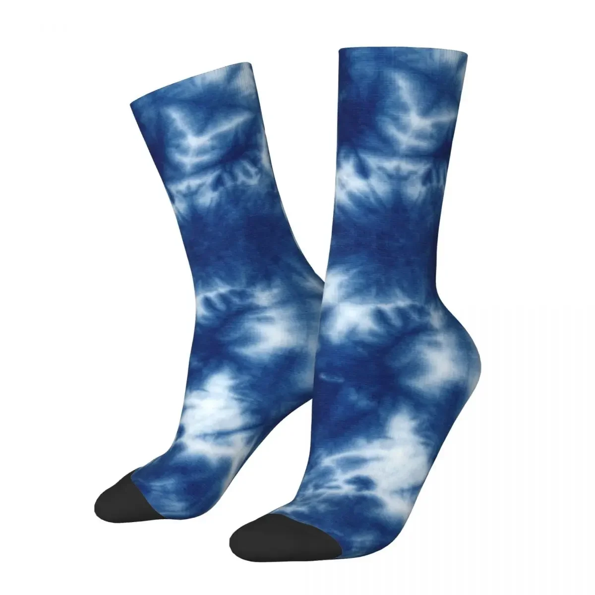 Indigo Blue Shibori Tie Dye Patterned Socks Men's Women's Funny Happy Socks Spring Summer Autumn Winter Middle Tube Socks Gift