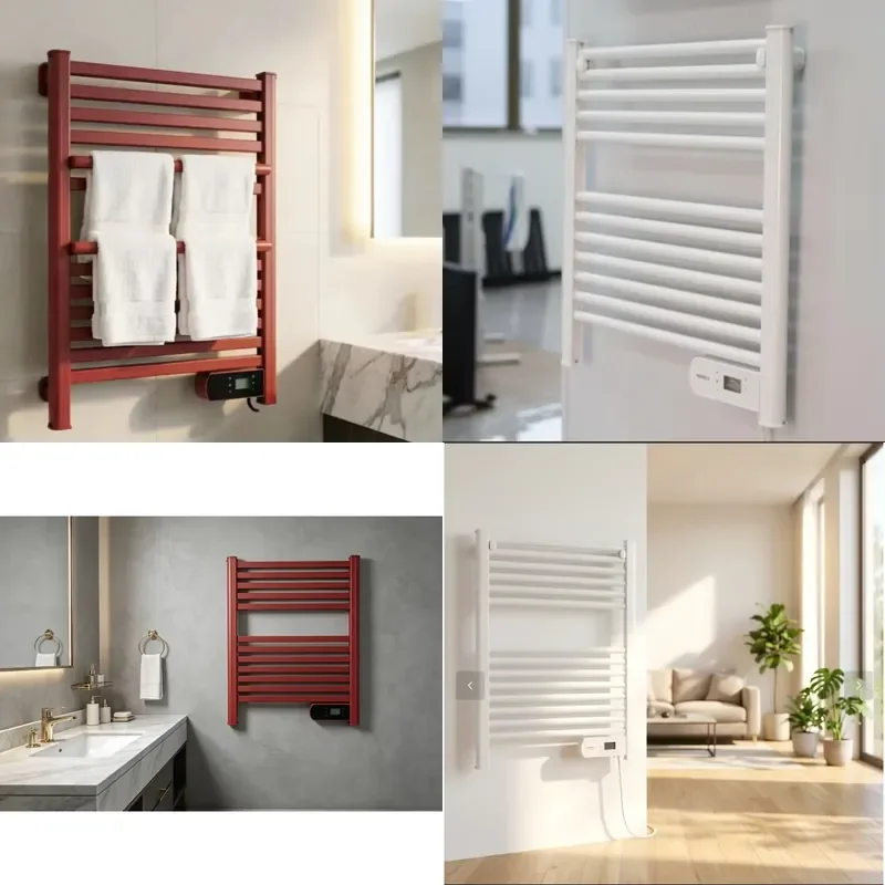 Fixed Heated Towel Rack with Smart Timer 4 Bars Wall Mounted Modern Design