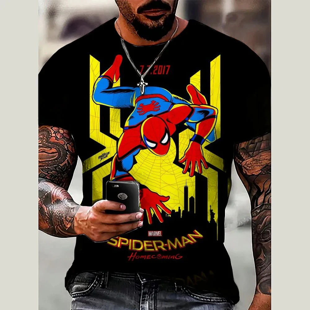 2025 جديد الرجال قصيرة الأكمام تي شيرت الصيف الرجل العنكبوت الكبار عادية ثلاثية الأبعاد تي شيرت مطبوع متعة الأولاد قصيرة الأكمام #4