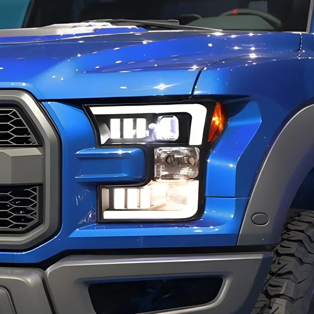 

Автомобильные передние фонари для Ford Raptor F150 2015-2017, светодиодные автомобильные фары в сборе, обновление, высококачественные аксессуары для линз проектора