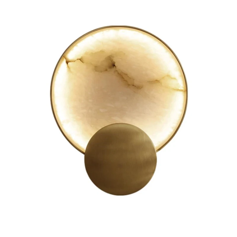 

Natural Round Marble LED Wall Lamp Sconce Gold Metal Lighting Home-appliance Living Room Bedroom Parlor Restaurant Modern Decor