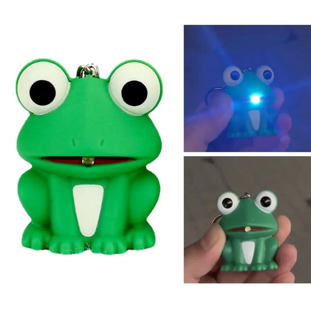 Dropshipping ！Glowing Toy Sound Effect Funny Animal Shape Built-in Battery Lovely Entertainment ABS Cartoon Frog Key Ring Gift