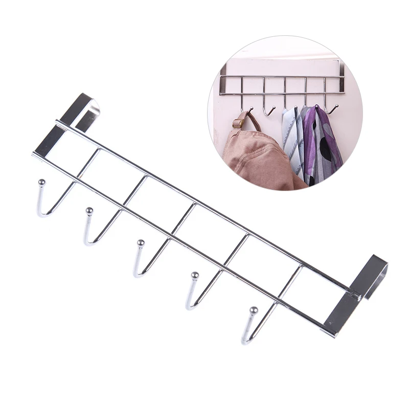 5-Hooks Clothing Coat Towel Hanger Rack Holder Shelf Over Door Home Bathroom Kitchen Hat Organizer Over The Door Hooks