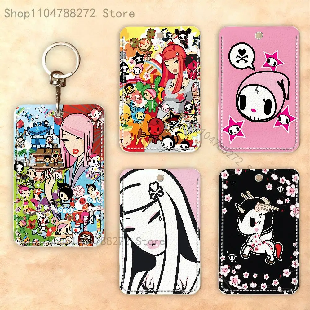 T-TokidokiS Girl Premium PU Leather Card Holder Card Case with Metal Carabiner,Customizable Design for Daily Use