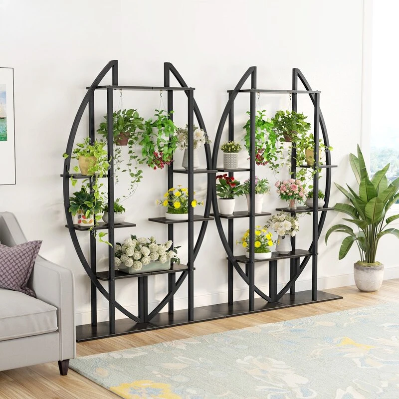 Multifunctional wrought iron flower stand shelf living room succulent green dill floor-to-ceiling plant pot bracket