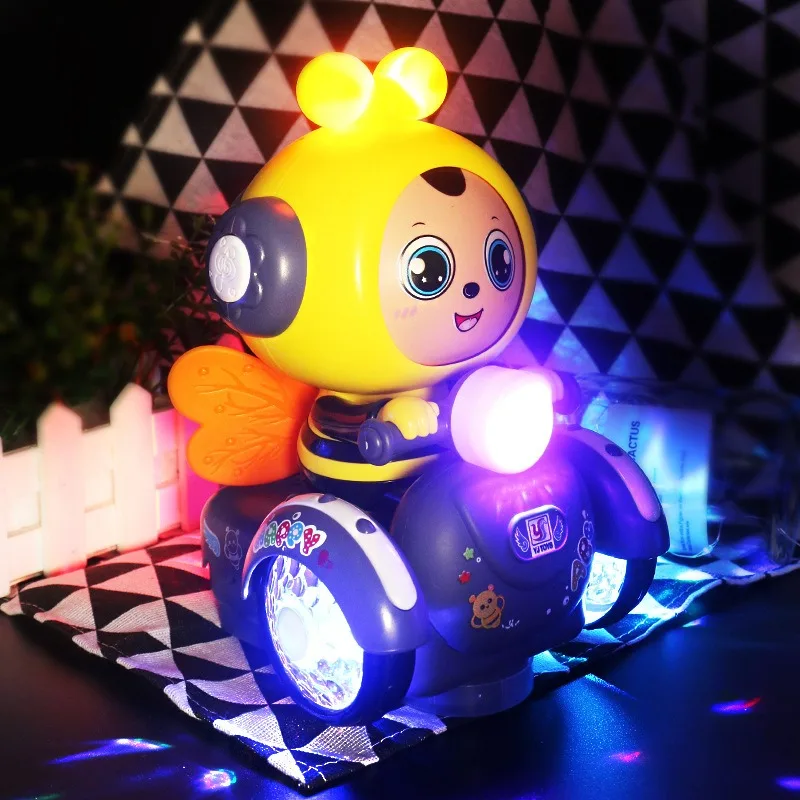 Cartoon Bee Car Electric Toy, Four-forms of Automatic Face Changing, Colorful Sound and Light, Baby's favorite Holiday Gift