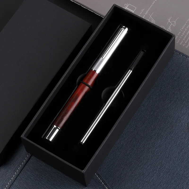 1 Set Luxury Metal Wood Ball Point Pen Refill and Box Combination Pens for Business Writing Office Stationery Gift