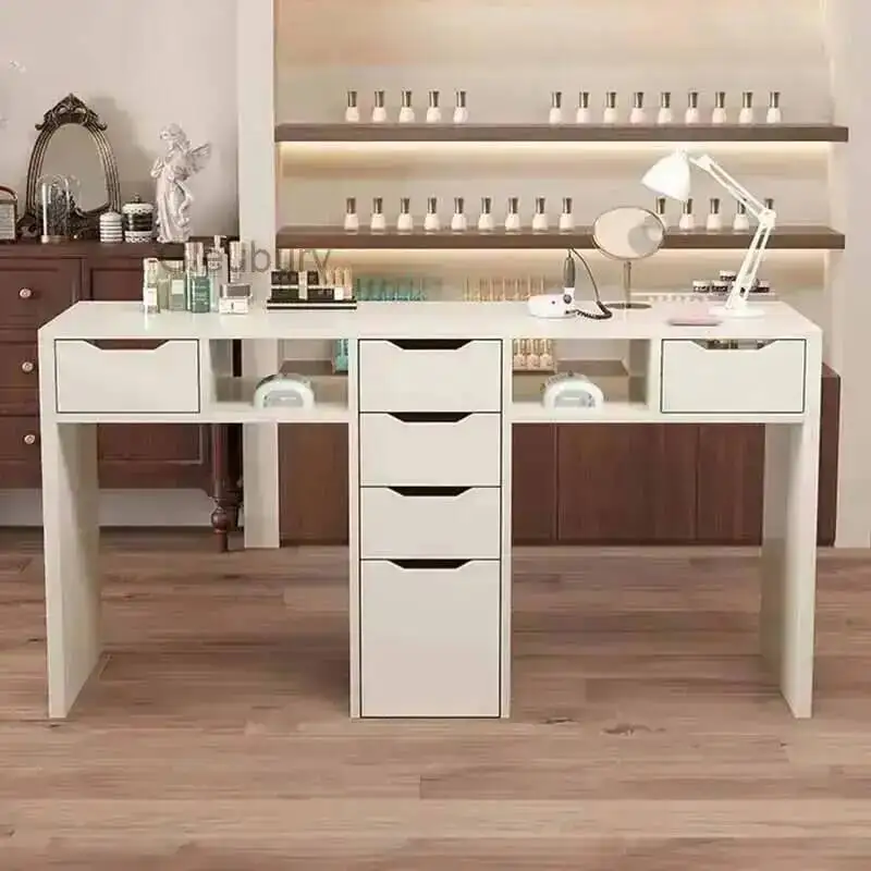 Multifunction Professional Desk Nail Retro Storage European Elegant Nail Table Classic Trendy Table Manucure Salon Furniture