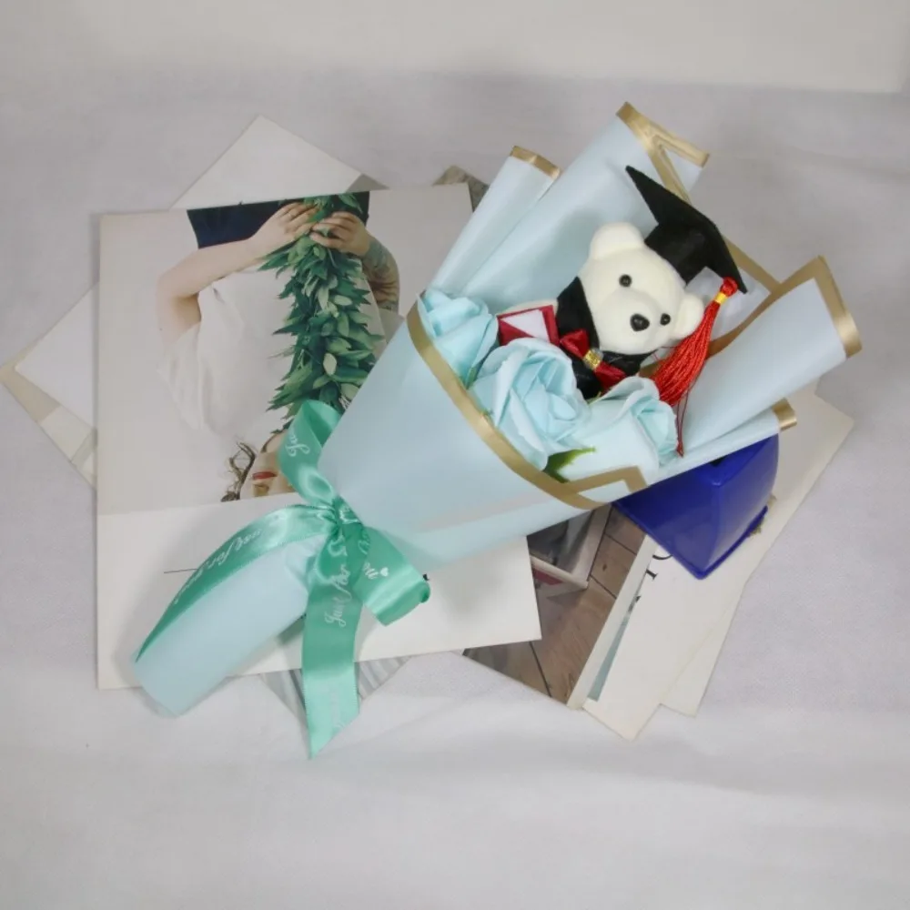 Neue Sonnenblume Bär Bouquet Rose Spielzeug Sonnenblume Seife Blume Lehrer Tag Geburtstag Party Cartoon Schöne Bär Abschluss Zeremonie