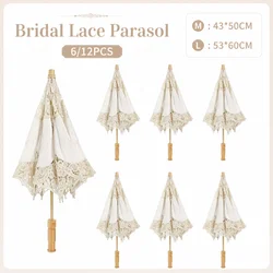 6/12PCS Vintage Lace Parasol Umbrellas Wedding Bridal Umbrella Photograph Parasol for Tea Party Gift