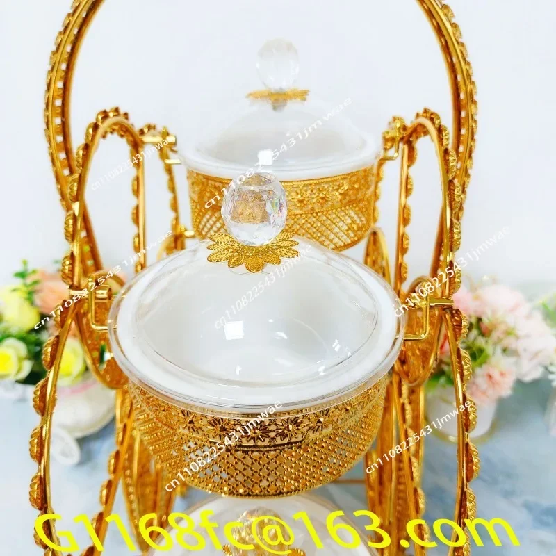 High-end Exquisite Fruit Basket Light Luxury Three-leaf Rotating Dried Fruit Box Six-box Home Living Room Universal Fruit part