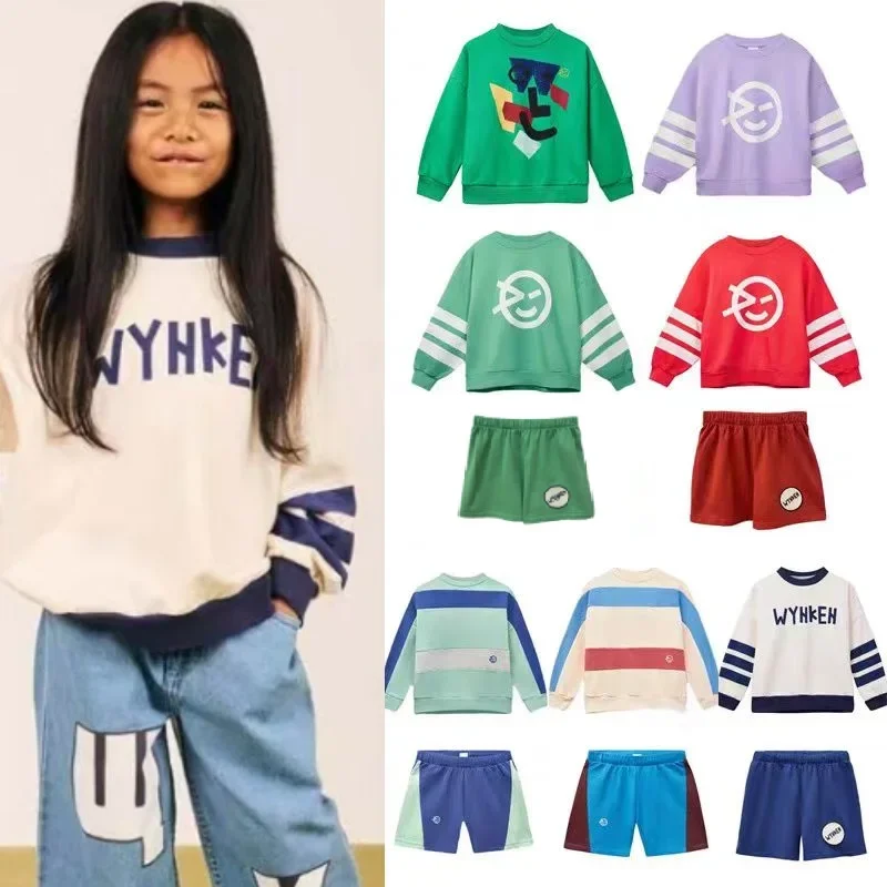 

Children's Sweatshirt 2025 Spring New Cartoon Smiley Boy Sweater Cotton Leisure Sports Children's Shorts Children's Clothing wyn