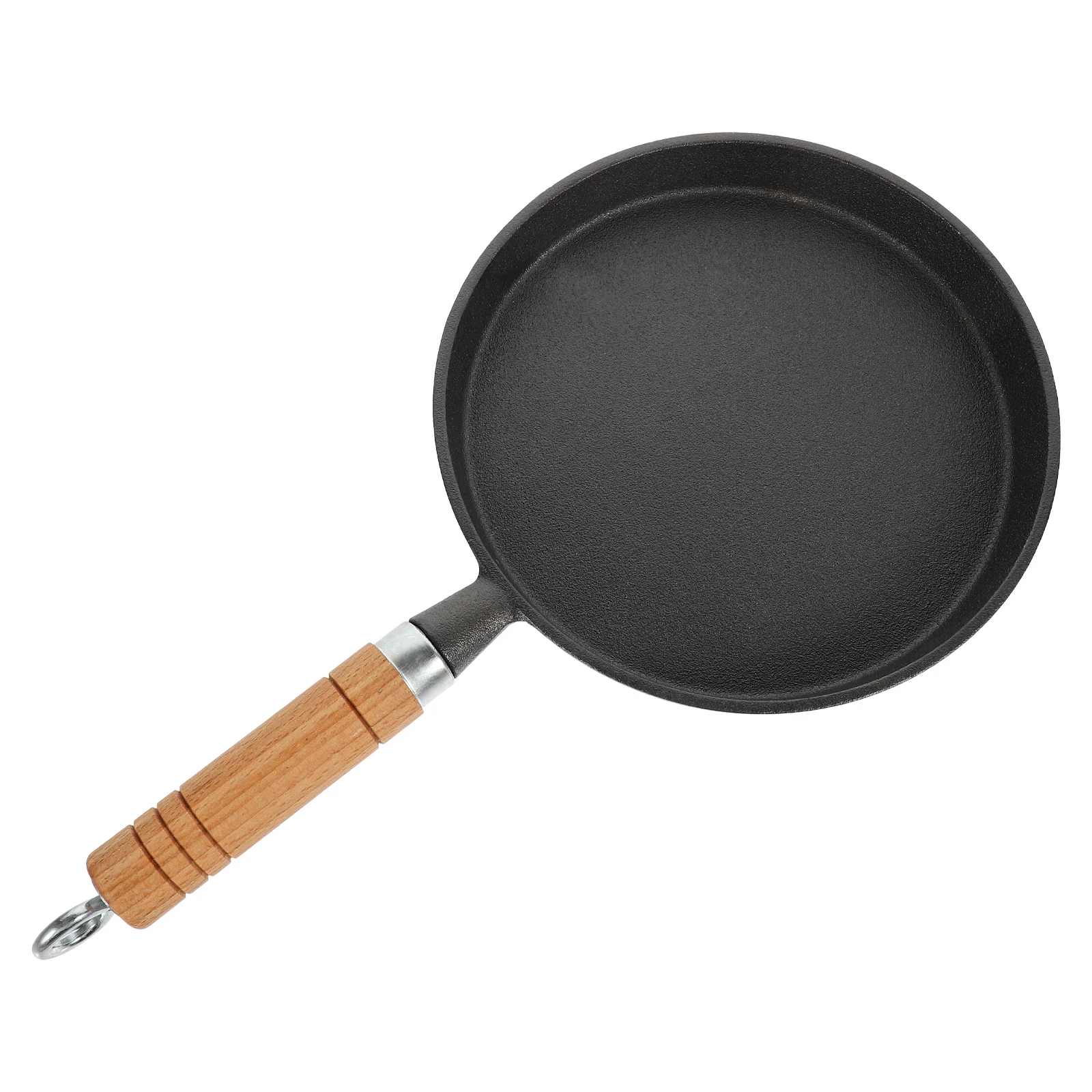 

Cast Iron Skillet 20cm Non Stick Flat Pan with Wood Handle for Crepe Egg Steak Frying Pans Kitchen Use Home Restaurant