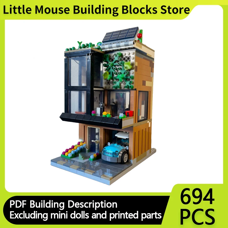 

City Street View Model MOC Building Bricks Modern Home Building Modular Technology Gifts Holiday Assemble Children Toys Suit