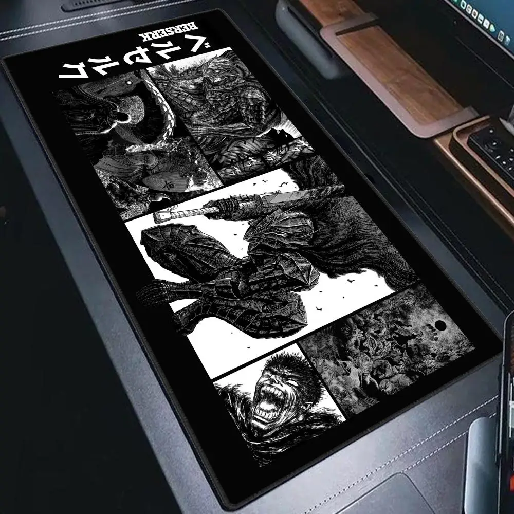 Alfombrilla grande para ratón de Anime Berserk, alfombrilla para teclado de jugador, alfombrilla grande de goma para juegos, espada en loco, alfombrilla para ratón, Pc, escritorio, gabinete para chica