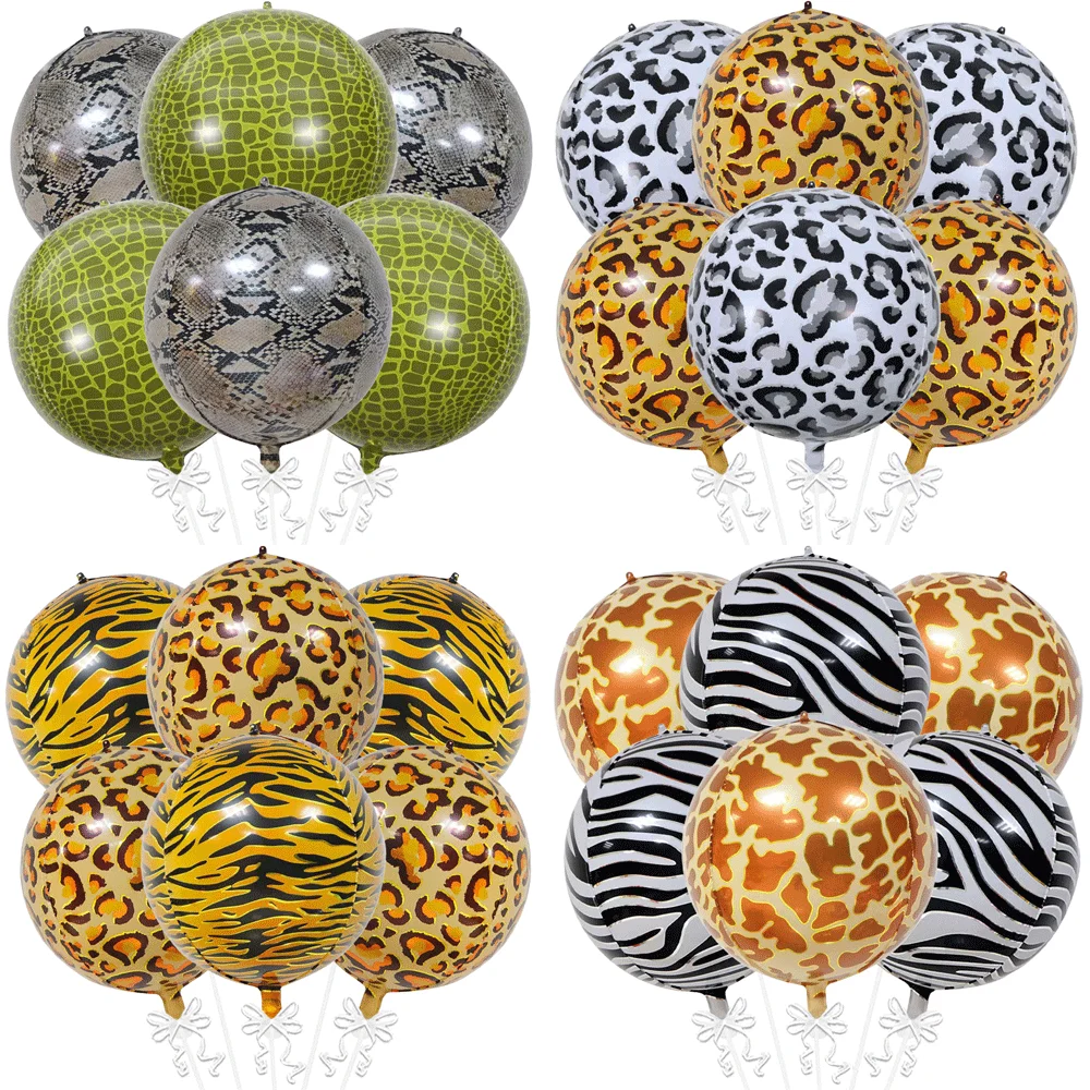 6pc 22in animal impressão balões floresta tigre girafa zebra cobra crocodilo chita impressão balão safari festa de aniversário suprimentos