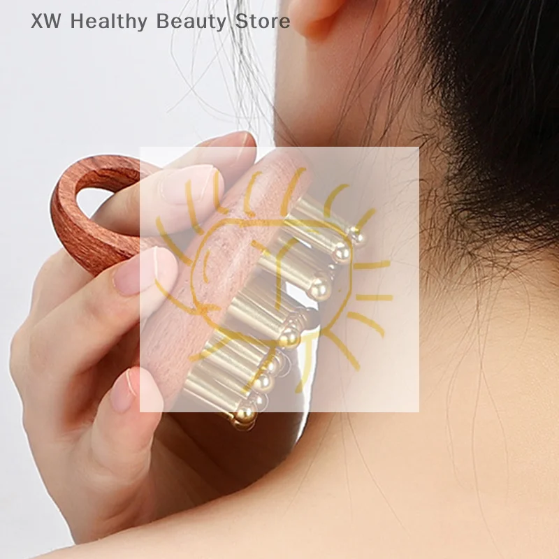 

Зубная твердая медная меридианная щетка с ручкой из красного сандалового дерева, массажная щетка, многоцелевой инструмент для красоты, релаксации тела, скульптурирования, массажа