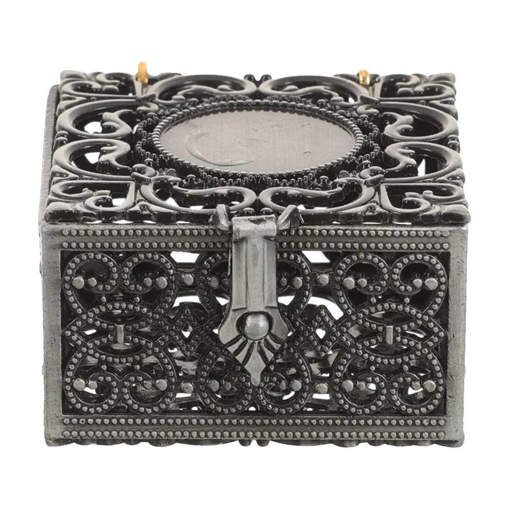 

Rosary Necklace Eucharistic Box Zinc Alloy Vintage Hollow Design Roman Catholic Jewelry Trinket Organizer Religious Keepsake Box