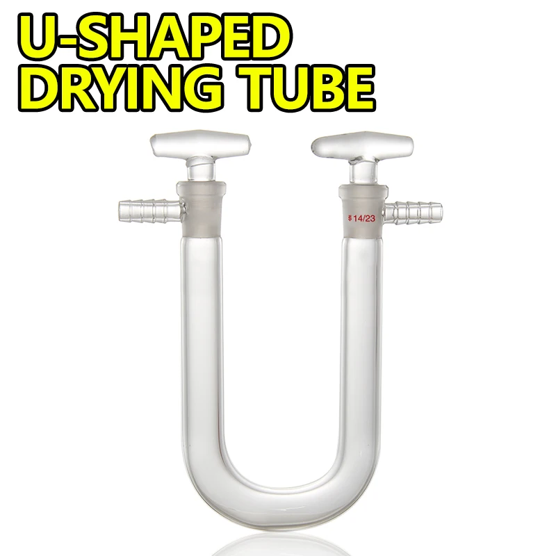 

Gas U-shaped drying tube 18mm*150mm Glass handle grinding plug with holes 14mm Laboratory instrument