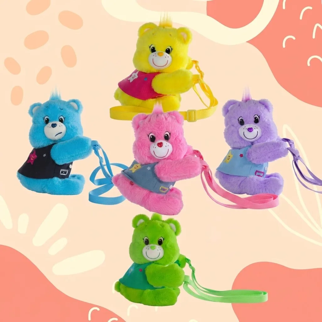 Care Bears 30cm Plush Crossbody Bag Cartoon Stuffed Doll Backpack Soft Storage Purse Kawaii Shoulder Bag for Girls Holiday Gift
