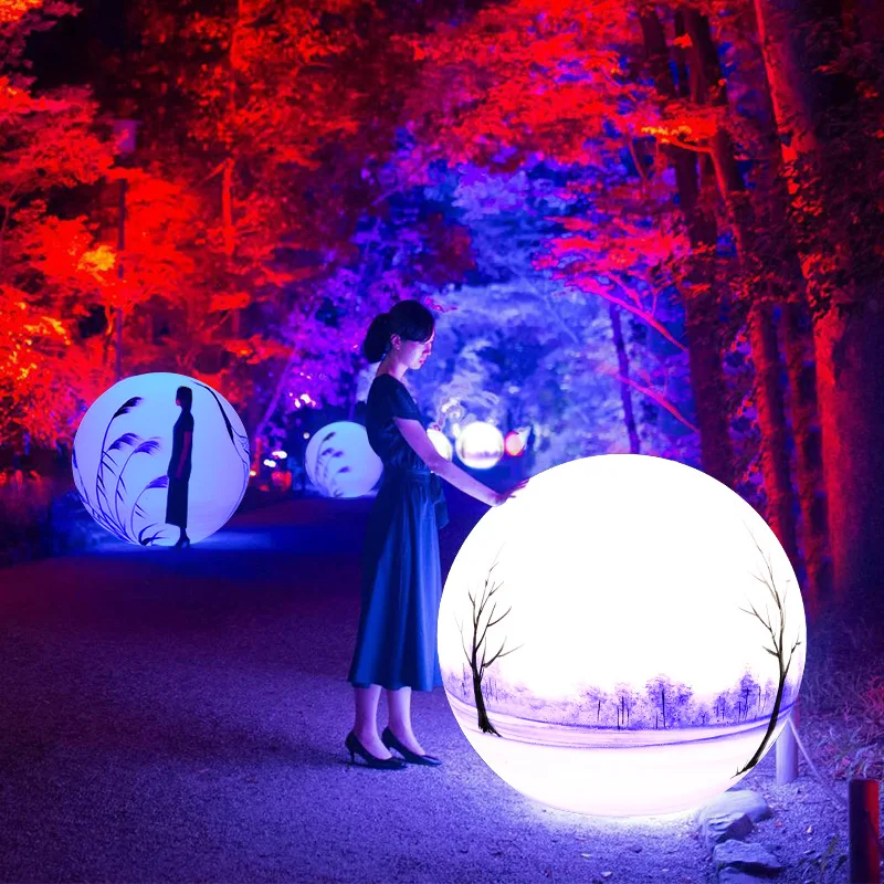 

Solar lawn light led luminous ball light painted pattern 2 meters rotational molding art PE plastic ball super bright