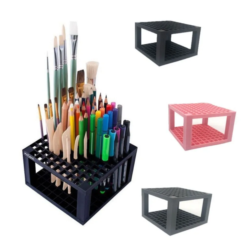 Rack 96 Holes Paint Brush Holder Detachable Square Holds Up Storage Pen Holder Stationery