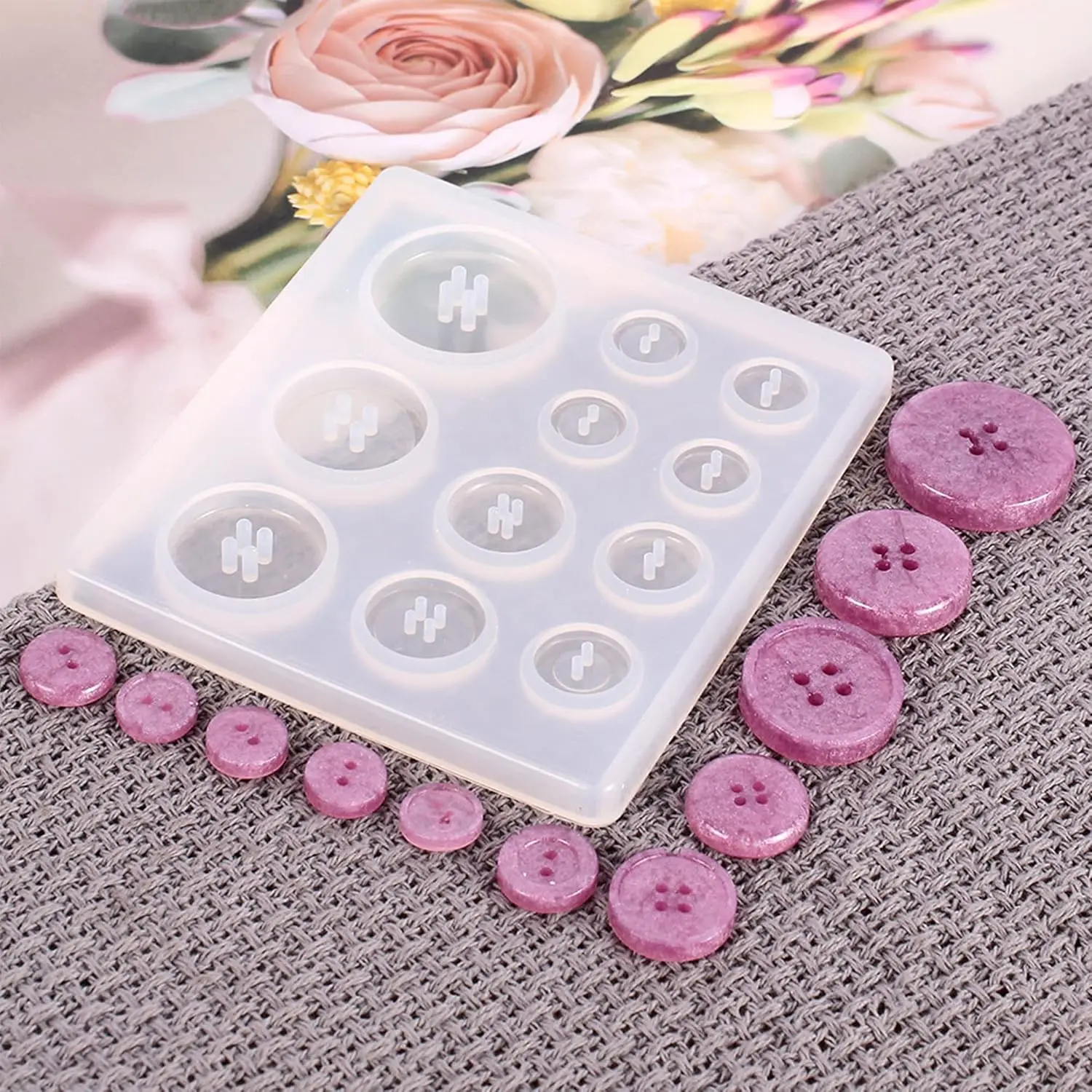 Versatile Button Mould with Hole Design Non-Stick DIY Art Mold for Cake Baking Resin Crafting Essential Baking Tool for Creative