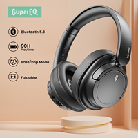 SuperEQ By Oneodio V16 Wireless+Wired Headphones Foldable Over Ear Bluetooth 5.3 Headset With Mic Bass/Pop Mode 90H Playtime