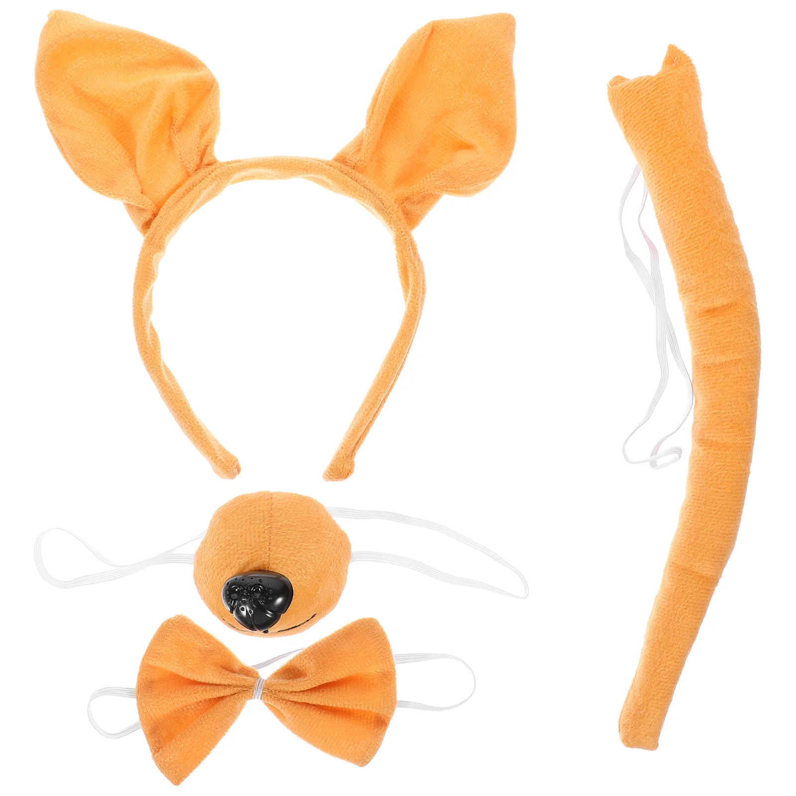 Kangaroo Ear Headband Cute Animal Tail Prop Costume for Women Cosplay with Bowtie Wigs