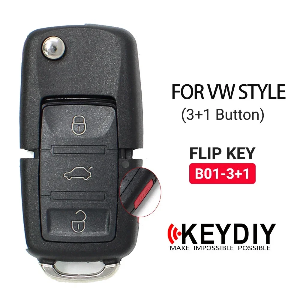 

KEYDIY B01-3+1 KD Car Key Universal Key 4 Button For VW Style For KD900/KD-X2 KD MINI/ URG200 Programmer