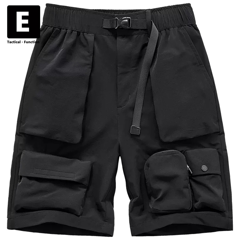 

Black Summer Shorts Men Techwear Big Pocket Cargo Shorts Streetwear Tactical Function Short Pants Harajuku Bottoms