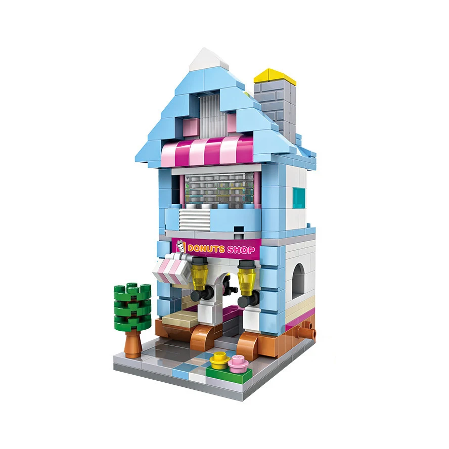 Mini Bricks City View Scene Mini Street Model Building Block Toys Gaming Room Candy Shop Toy Store Architecture Children DIY