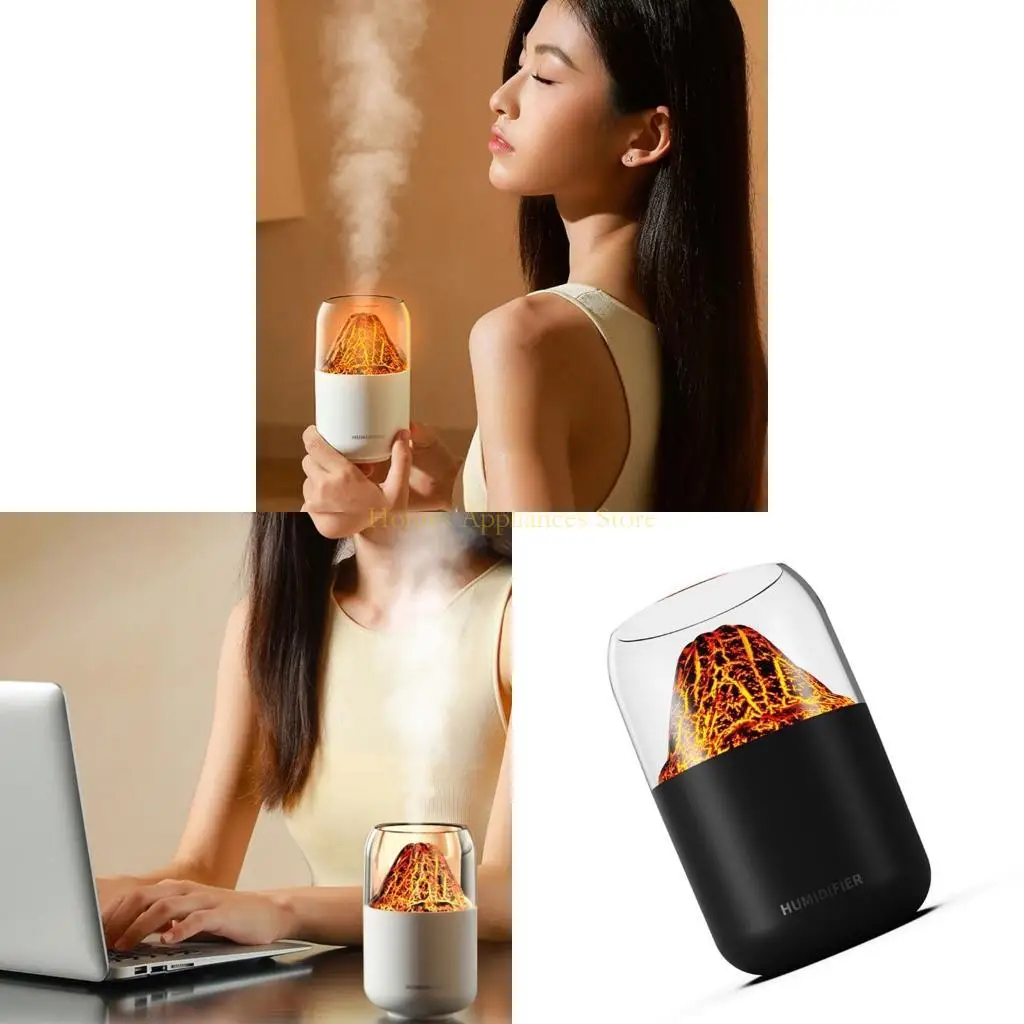 

D0AB Мини -увлажнитель вулкана уникальный увлажнитель вулкана прохладный туман Увлажнитель с цветным светодиодным светом для