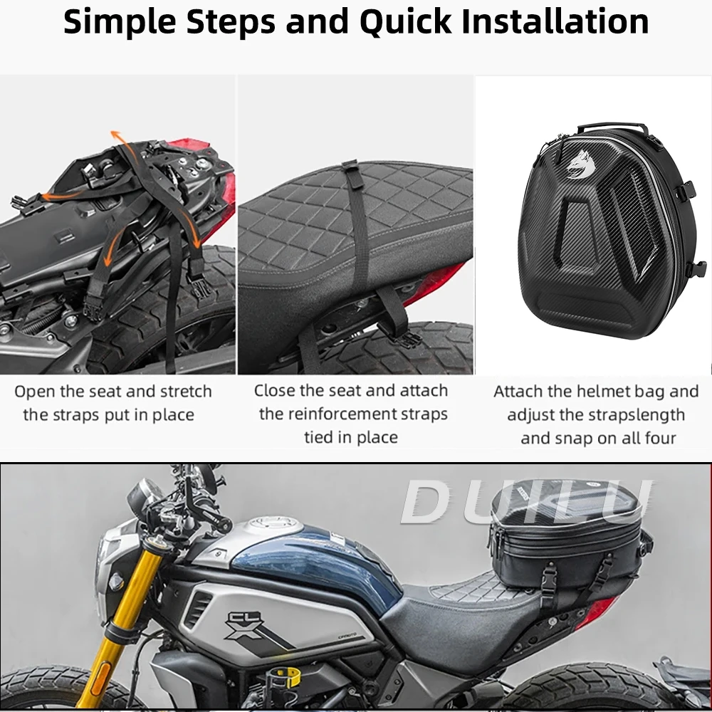Carbon Fiber Motorcycle Waterproof Motorcycle Tail Bag Tailbag Rear Pack Backseat Pack Backpack Crossbody Bag Kit Helmet Bags