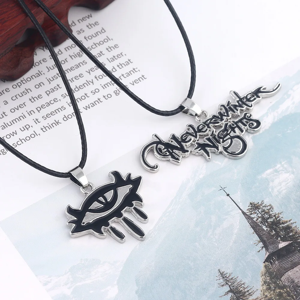 Game Neverwinter Nights 2 Necklace Keychain Letter Badge Enamel Pendant Alloy Keyring Jewelry Gift for Fans Cosplay Props Access