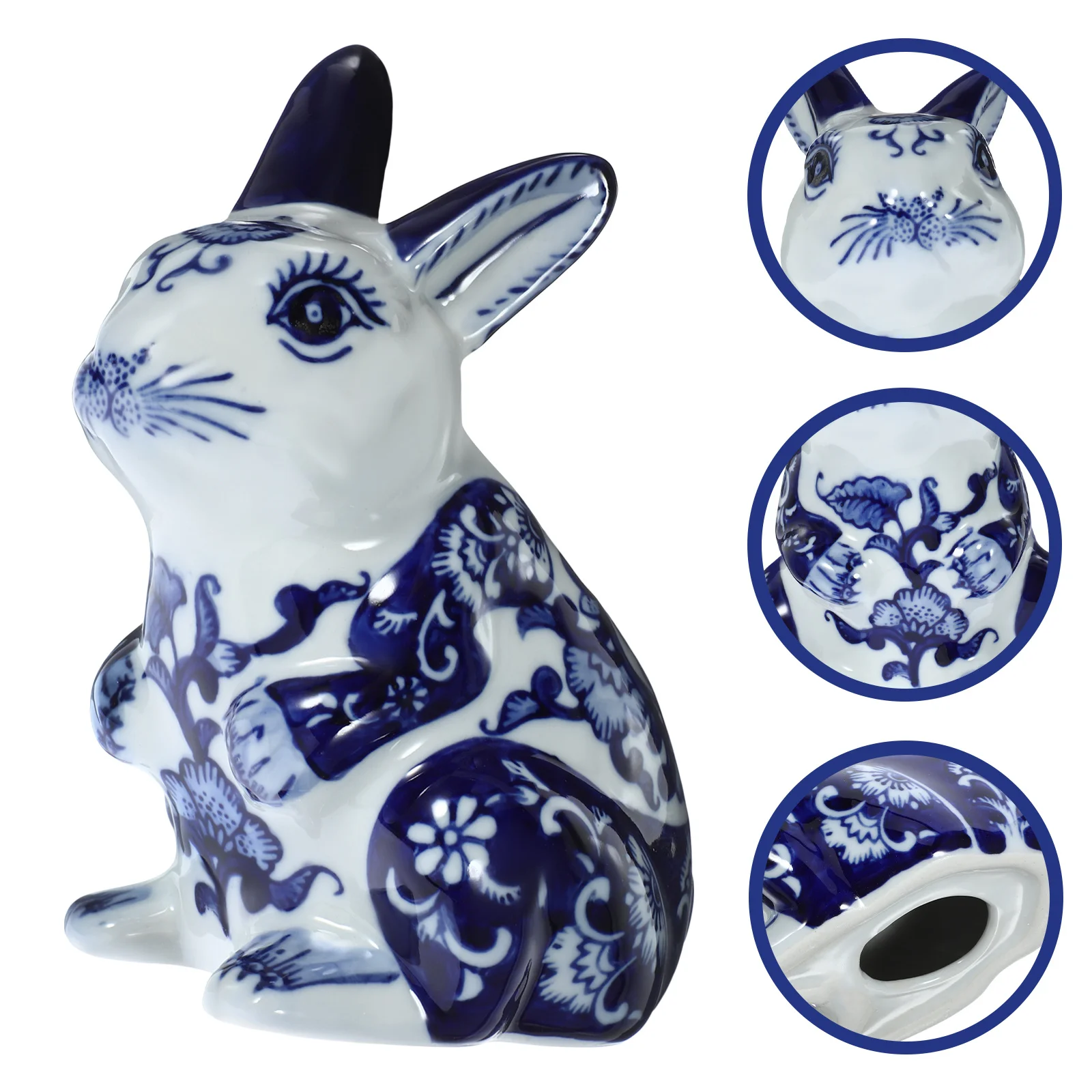 

Porcelain Bunny Decoration for Living Room Ceramic Rabbit Chinoiserie Chinese Year of The Statue Figurine Animal