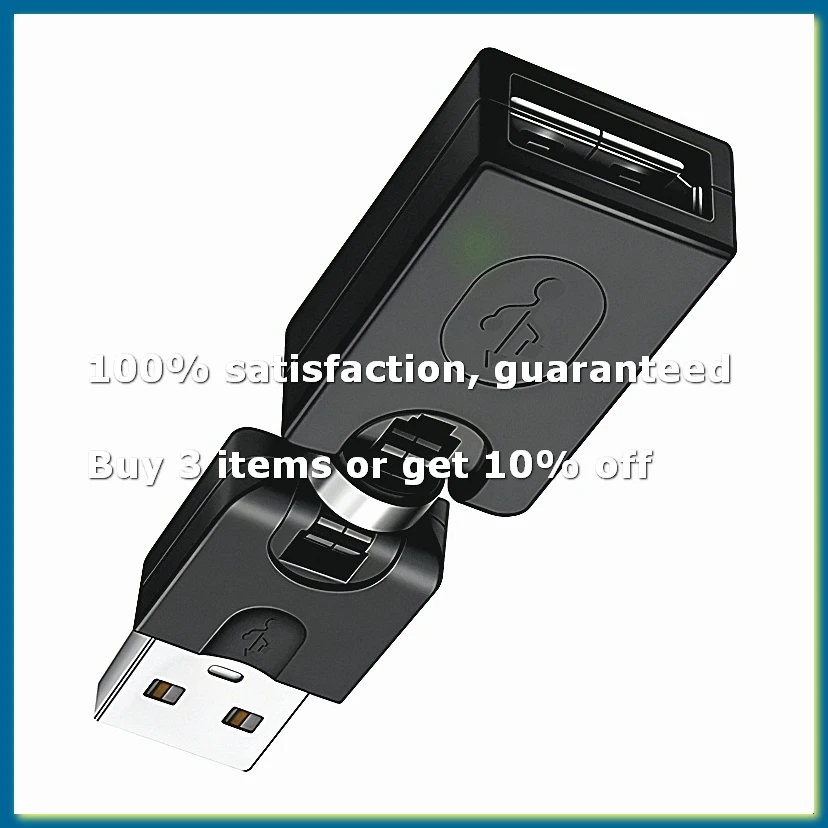 USB 2.0 Male to Female 360 Degree Rotation Angle Extension Adapter Black