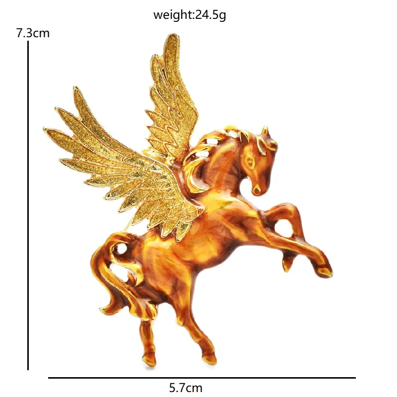 Wuli&baby Beautiful Flying Horse Brooches For Women Men Enamel With Big Wings Elf Animal Party Office Brooch Pins Gifts