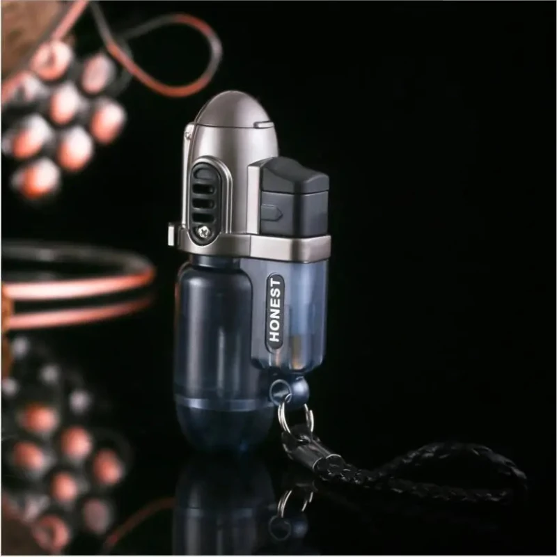 Briquet pulvérisateur compact anti-vent Honest, flamme bleue gonflable, verrouillage de sécurité, outil d'éclairage extérieur portable haut de gamme