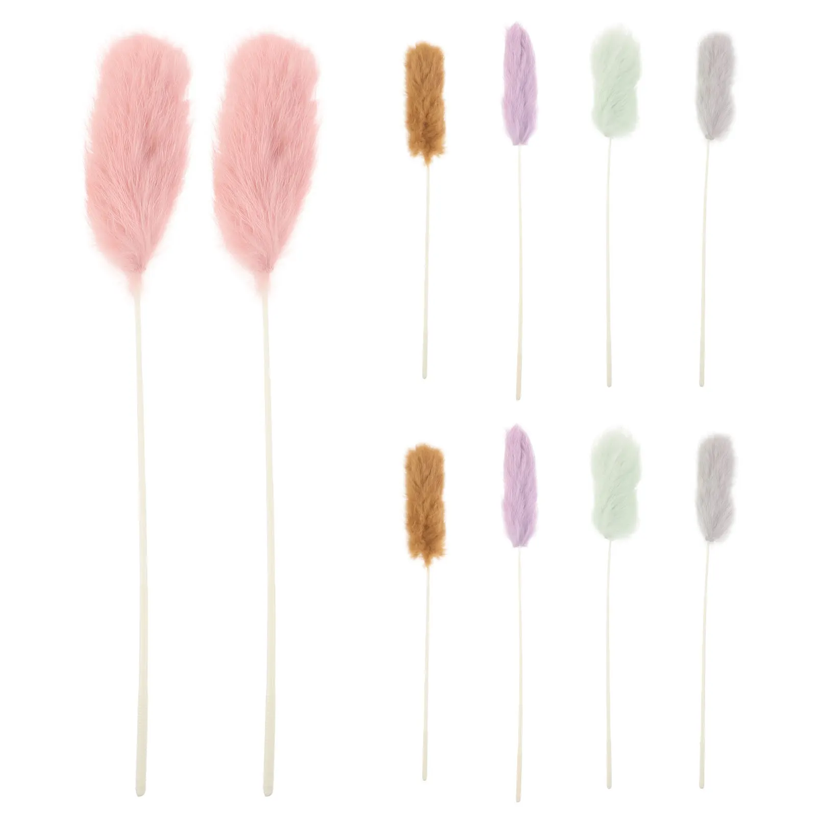 

10pcs Cat Teaser Natural Pet Toy Stick Indoor Play Stimulating Strip Design Feathered Furry Play Pole Tassel