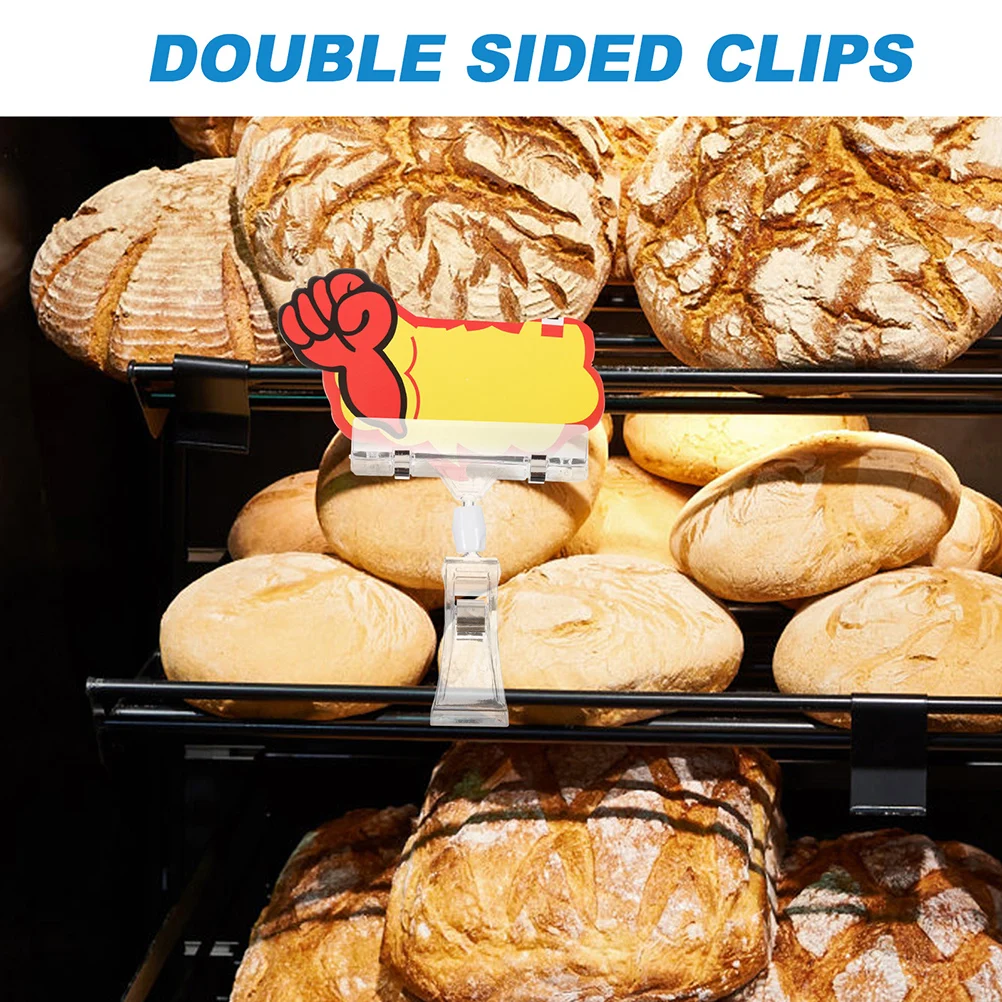 

2pcs Label Holder Double Sided Clip Display Stand Clips for Price Tags Merchandise Signs Super Clip Rotatable Thick for Home