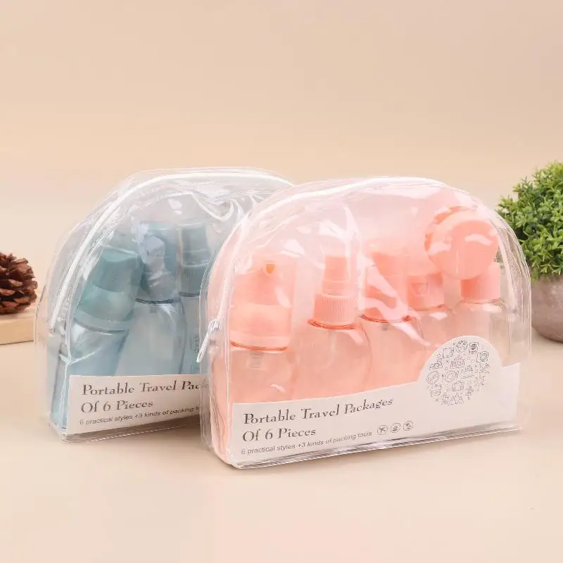 10 Stück 2 Farben Reiseflaschen Kulturbeutel Auslaufsicheres tragbares Set Klare Fluggröße Kosmetikbehälter für Lotion, Shampoo