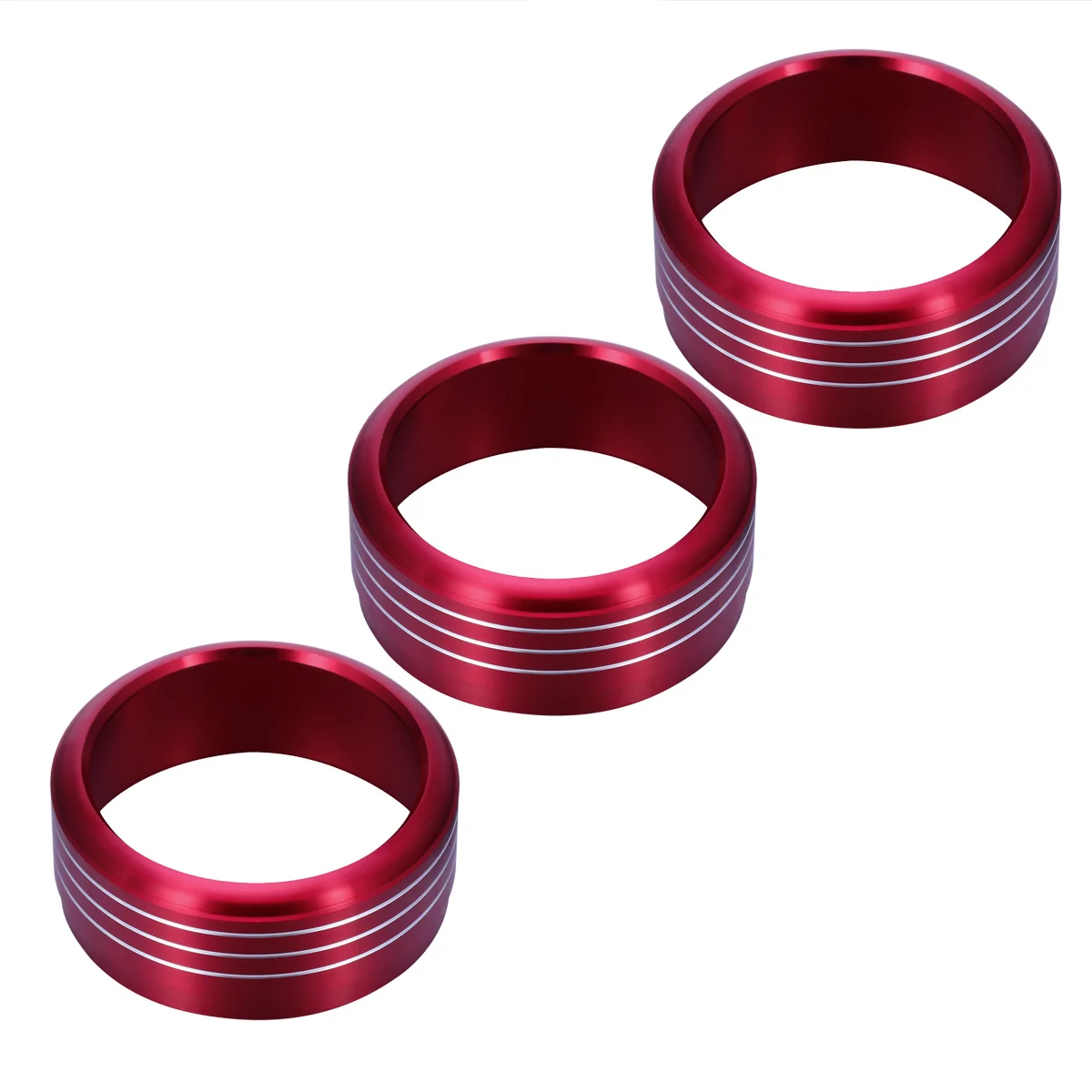 

3Pcs Red Anodized Aluminum Ac Knob Ring Covers Stylish Durable Upgrade for 2013-2015 Sti Impreza