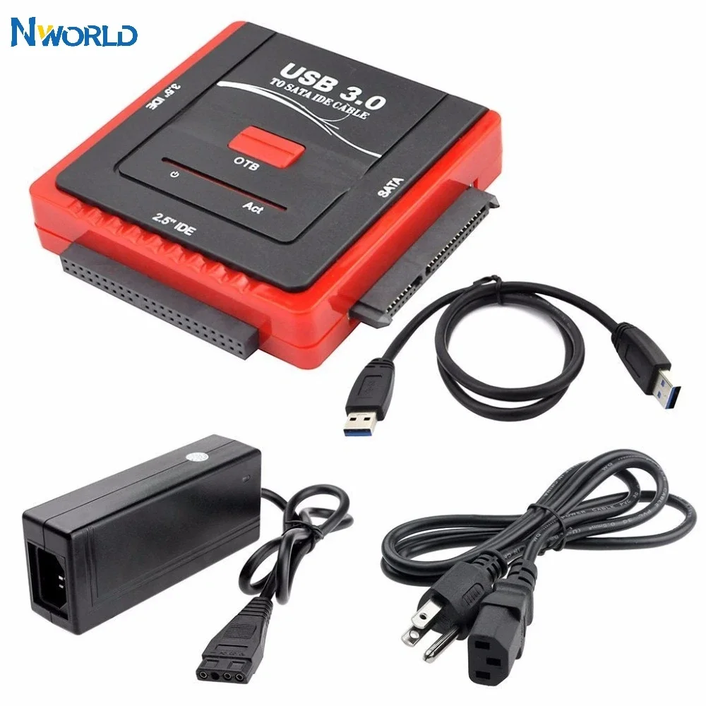 

Распродажа, адаптер 2,5/3,5 USB 3.0 в SATA/IDE, преобразователь жесткого диска для универсального жесткого диска/SSD с блоком питания