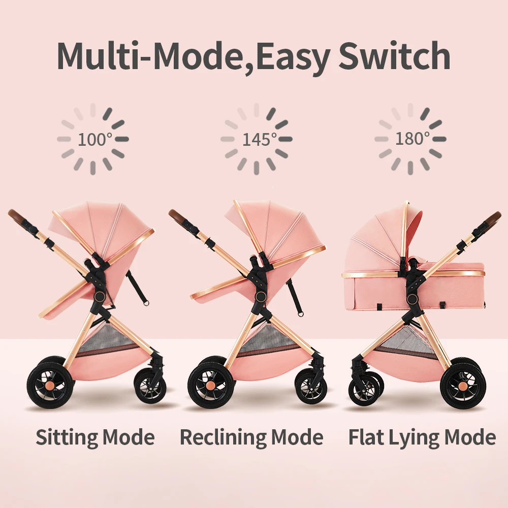 B.CHILDHOOD Kinderwagen 3-in-1, Kombinationskinderwagen, Reisesysteme, Buggy mit umkehrbarem Zwei-Wege-Druck mit Muttertasche, Regenschutz, Fußsack – Detail 4