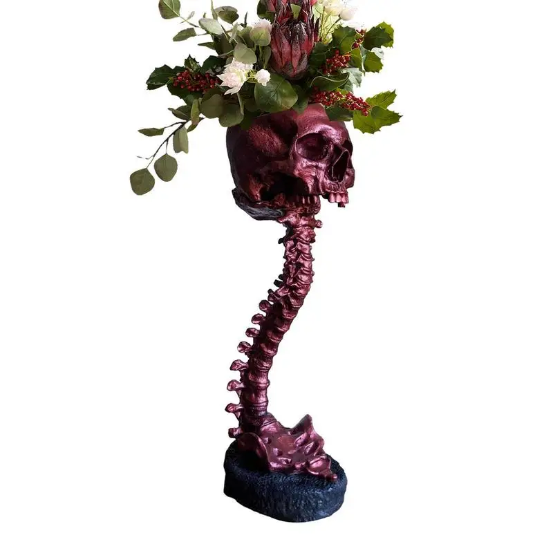 

Spine Stand Skull Head Flowerpots Gothic Home Decor Spooky Skeleton Cactus Succulent Plant Pots Indoor Tabletop Planter Ornament